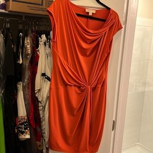Orange Michael Kors Cowl Neck Faux Knotted Waist dress work office business L